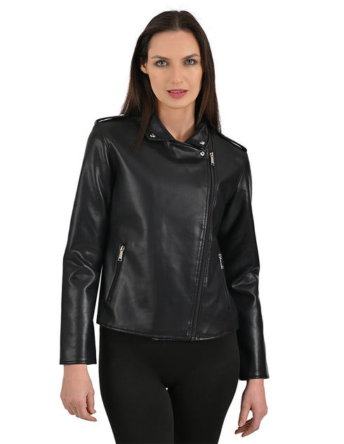 Chamarra Biker Nine West para Mujer en Piel Sintética color Negra.
